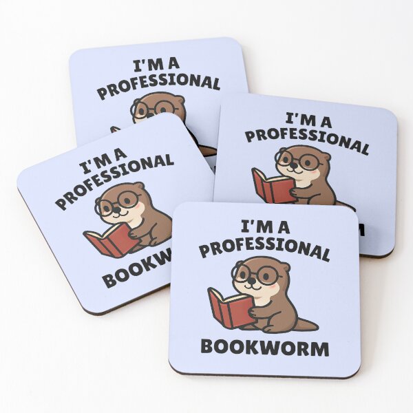Item preview, Bookworm Otter Cartoon – Cute Reading Otter with Glasses and Fun Quote designed and sold by Dino-Lune.