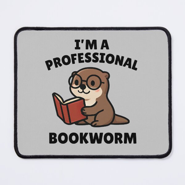 Item preview, Bookworm Otter Cartoon – Cute Reading Otter with Glasses and Fun Quote designed and sold by Dino-Lune.
