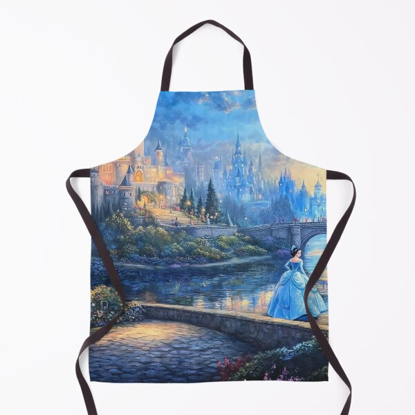 Item preview, Beautiful Woman in a Sparkling Blue Dress by a Magical Castle – Enchanted Fantasy Art designed and sold by baggycatsworld.