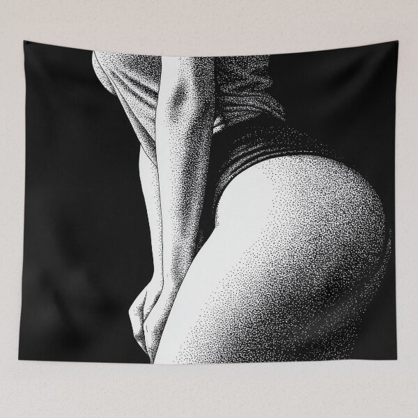 Item preview, Sensual Stippled Figure – Black & White Pointillism Art designed and sold by Very Peculiar.