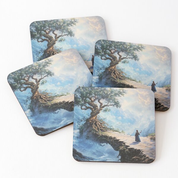 Item preview, Magical Wizard on a Stone Bridge Before the Giant Tree of Life – Enchanted Fantasy Art designed and sold by baggycatsworld.