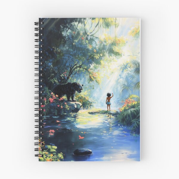 Item preview, Young Boy Standing in a Jungle with a Beautiful Tiger – Fantasy Wildlife Art designed and sold by baggycatsworld.
