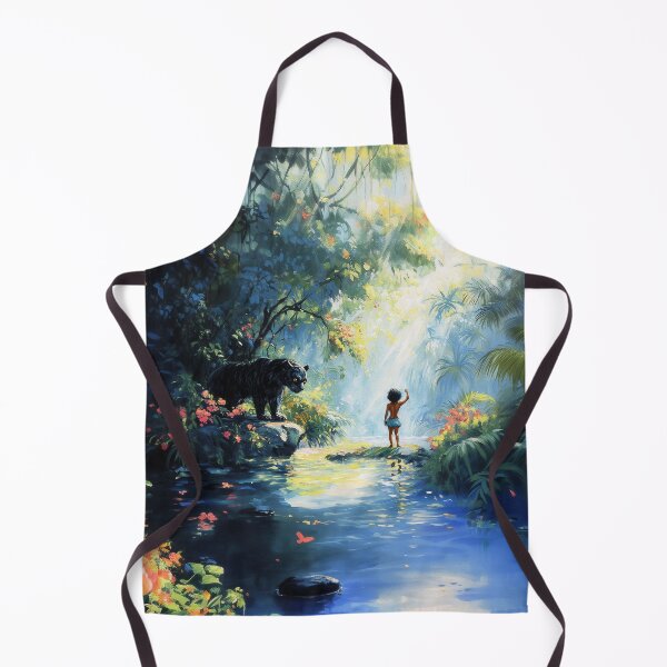 Item preview, Young Boy Standing in a Jungle with a Beautiful Tiger – Fantasy Wildlife Art designed and sold by baggycatsworld.