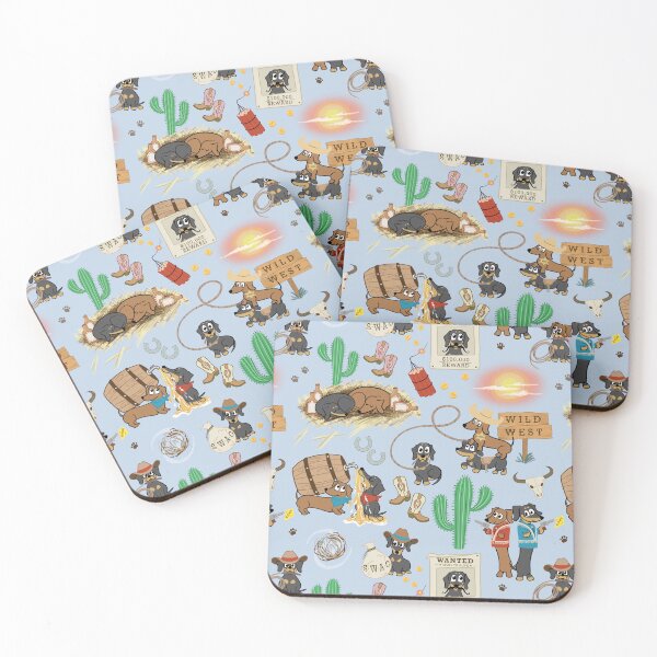 Item preview, Cowboy Dachshunds Wild West Pattern - Cute Western Sausage Dog Print Sky designed and sold by Laura Deakin Artist.