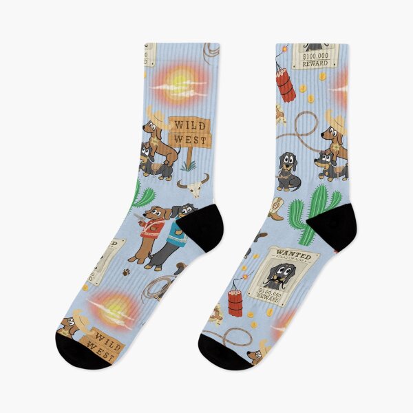 Item preview, Cowboy Dachshunds Wild West Pattern - Cute Western Sausage Dog Print Sky designed and sold by Laura Deakin Artist.