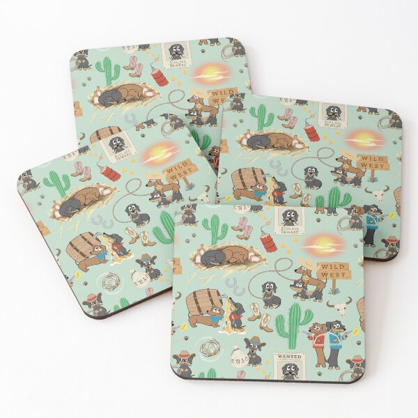 Item preview, Cowboy Dachshunds Wild West Pattern - Cute Western Sausage Dog Print Grass designed and sold by Laura Deakin Artist.