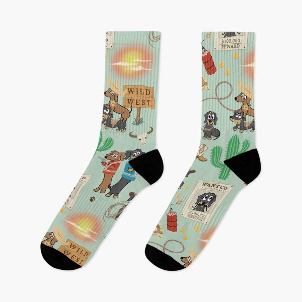 Item preview, Cowboy Dachshunds Wild West Pattern - Cute Western Sausage Dog Print Grass designed and sold by Laura Deakin Artist.