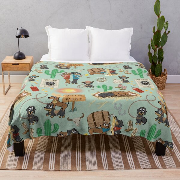 Item preview, Cowboy Dachshunds Wild West Pattern - Cute Western Sausage Dog Print Grass designed and sold by Laura Deakin Artist.