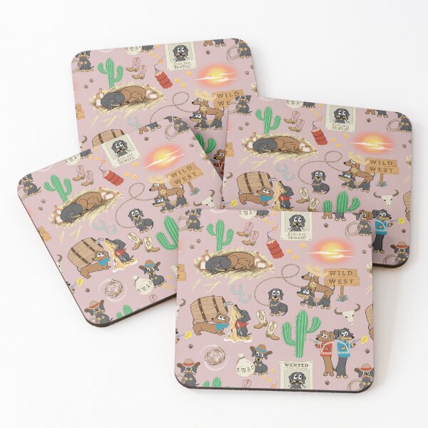 Item preview, Cowboy Dachshunds Wild West Pattern - Cute Western Sausage Dog Print Dusk designed and sold by Laura Deakin Artist.
