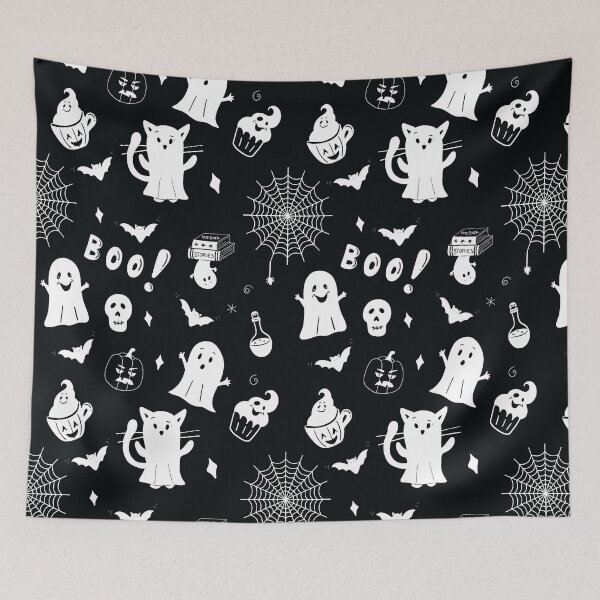 Item preview, Spooky Black and White Halloween Pattern designed and sold by iCraftCafe.