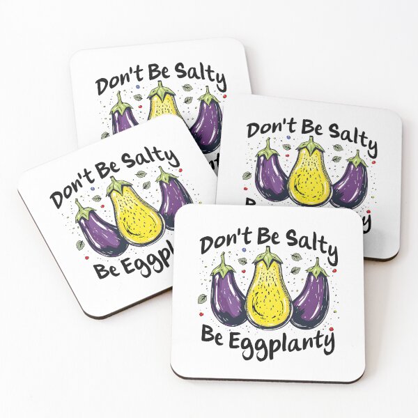 Item preview, Don't be Salty, Yellow and Purple Eggplant Trio Veggie Art designed and sold by Bliss Find And Design.