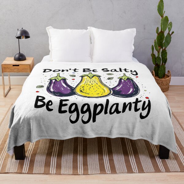 Item preview, Don't be Salty, Yellow and Purple Eggplant Trio Veggie Art designed and sold by Bliss Find And Design.