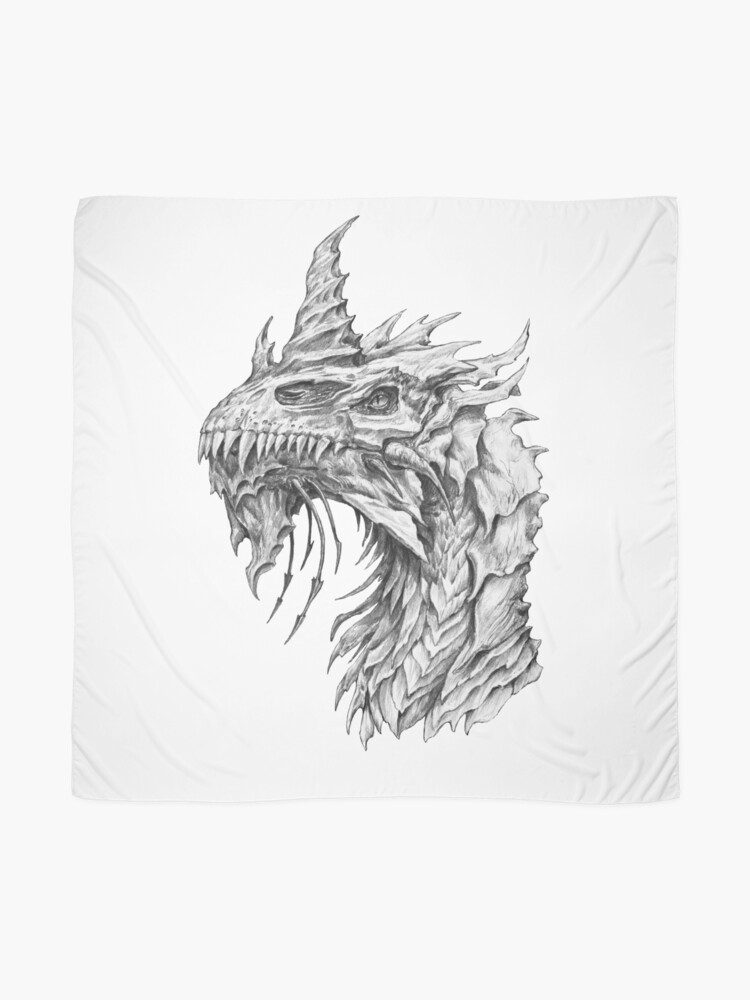 Dark Side Japanese Dragon portrait, Graphite Pencil art Tote Bag by  tanyartwork