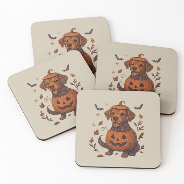 Item preview, Whimsical Halloween Dog Illustration | Pumpkin Floral Dog Art designed and sold by SingerNZ.