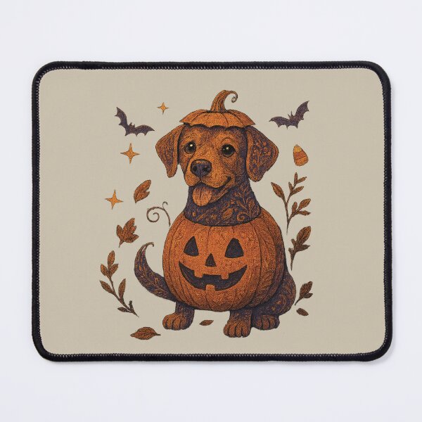 Item preview, Whimsical Halloween Dog Illustration | Pumpkin Floral Dog Art designed and sold by SingerNZ.