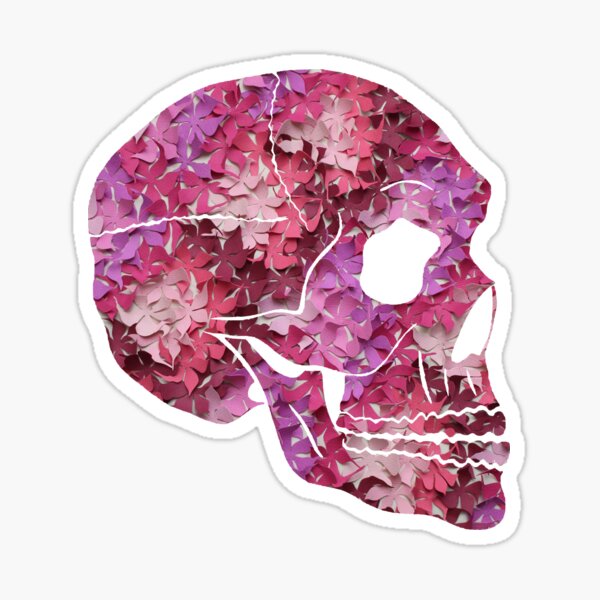 Flower Skull Pink Sticker