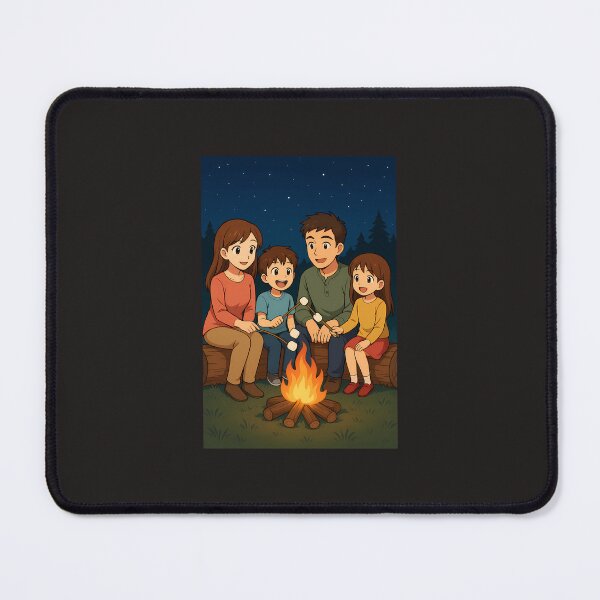 Item preview, Anime Family Campfire – Mom, Dad, Son & Daughter Roasting Marshmallows designed and sold by Twittlefish.