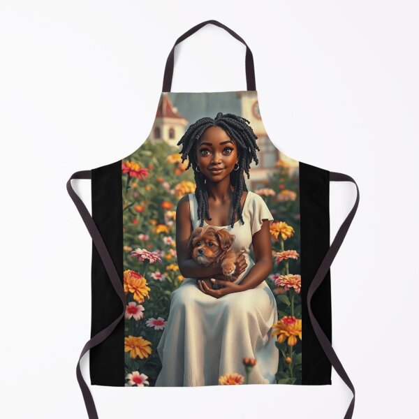 Item preview, Serene Woman with Yorkipoo in Garden designed and sold by ZionzRoyalty.