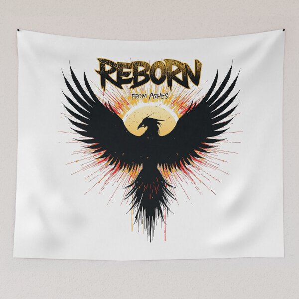 Item preview, Phoenix Rising From Ashes - Mythical Bird Rebirth Fantasy Art - Reborn Fire Wings designed and sold by CreativeVisionsHub.