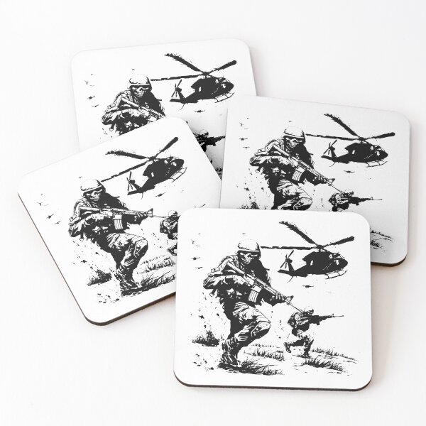 Item preview, Skull Soldier Combat Scene – Tactical Military War Art designed and sold by inkoutninja.