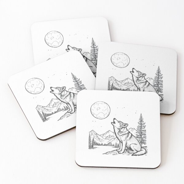 Item preview, A wolf howling at the moon at night, set against a backdrop of mountains_3 designed and sold by Aariq.