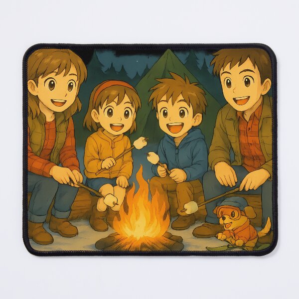 Item preview, Cozy Campfire Moments – Anime Family Roasting Marshmallows designed and sold by Twittlefish.
