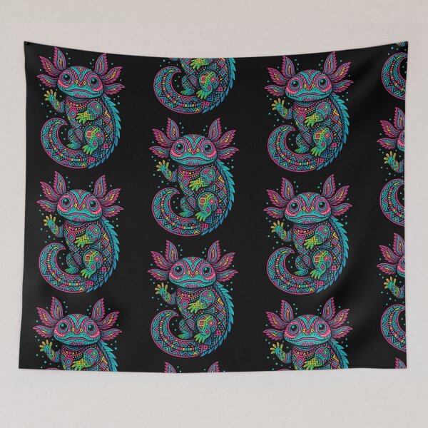 Item preview, Axolotl Alebrije – Mexican Neon Folk Art designed and sold by Ahau Designs.