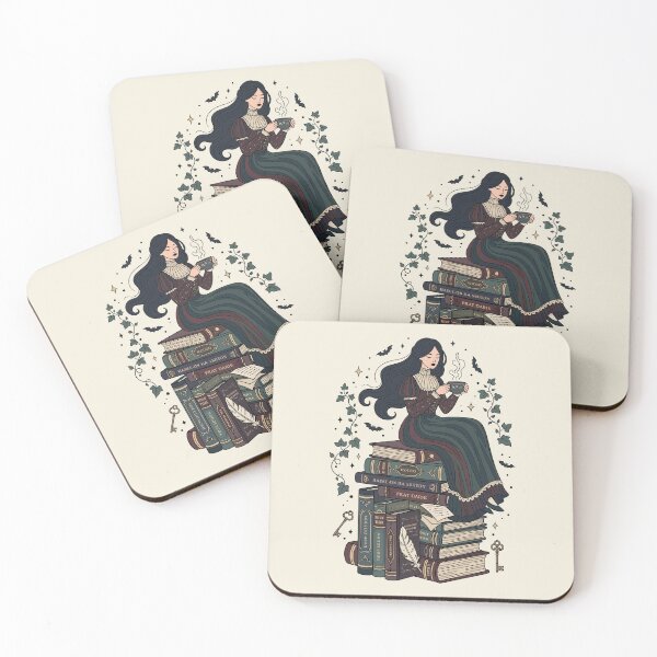 Item preview, Dark academia girl sitting on a pile of old books  designed and sold by FatBirdie.