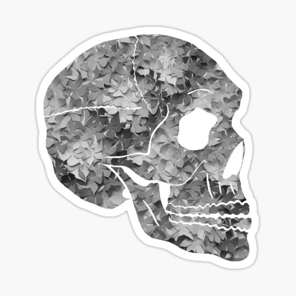 Flower Skull Grey Sticker