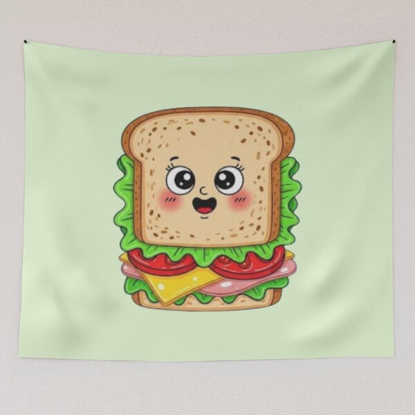 Item preview, Cute kawaii kids lunchtime cartoon back to school sandwich designed and sold by teesresolution.