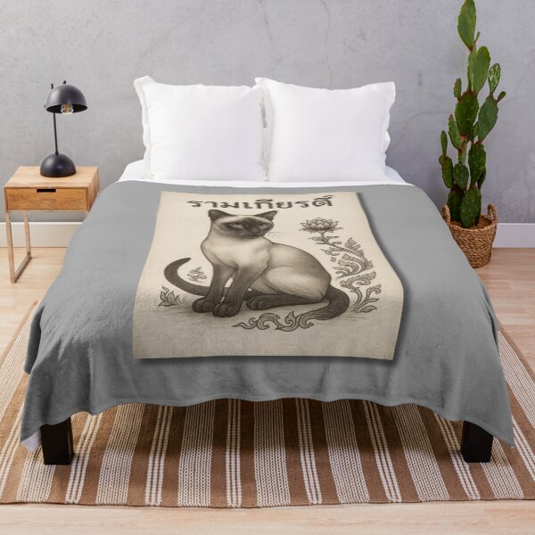 Item preview, Vintage Siamese Cat in Thai Literature – Grayscale T-Shirt Design designed and sold by konthai.familyart.