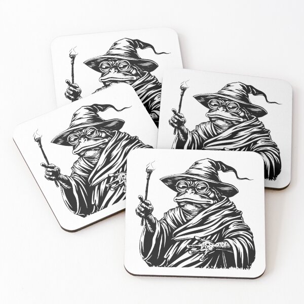 Item preview, Frog Wizard with Staff – Magical Amphibian Fantasy Illustration designed and sold by inkoutninja.