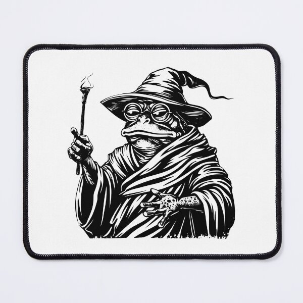 Item preview, Frog Wizard with Staff – Magical Amphibian Fantasy Illustration designed and sold by inkoutninja.