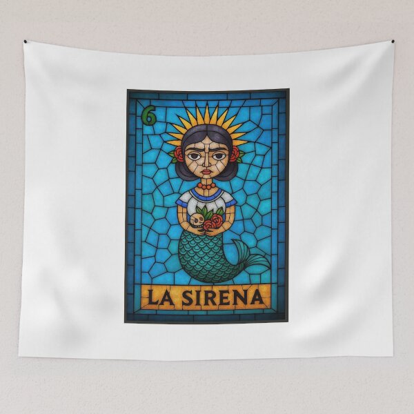 Item preview, Mexican Lottery Card 6 La Sirena The Mermaid Frida Kahlo designed and sold by retrographics.