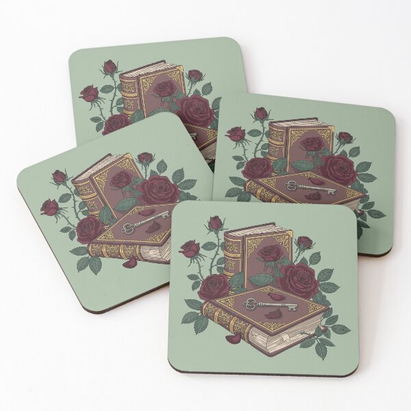 Item preview, Antique books with deep burgundy roses and key designed and sold by FatBirdie.