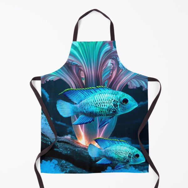 Item preview, Electric Blue Acara Cichlids Underwater Scape Fantasy Surreal Aquarium Art designed and sold by Aquarium Eclipse.
