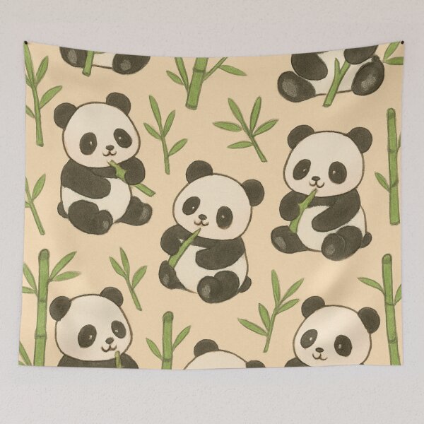 Item preview, Cute Panda with Bamboo Pattern designed and sold by FLATVAC STICKER.