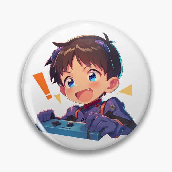Item preview, Neon Genesis Shinji Ikari Evangelion Anime Excited Gamer Chibi Adventure designed and sold by juniorcastros.