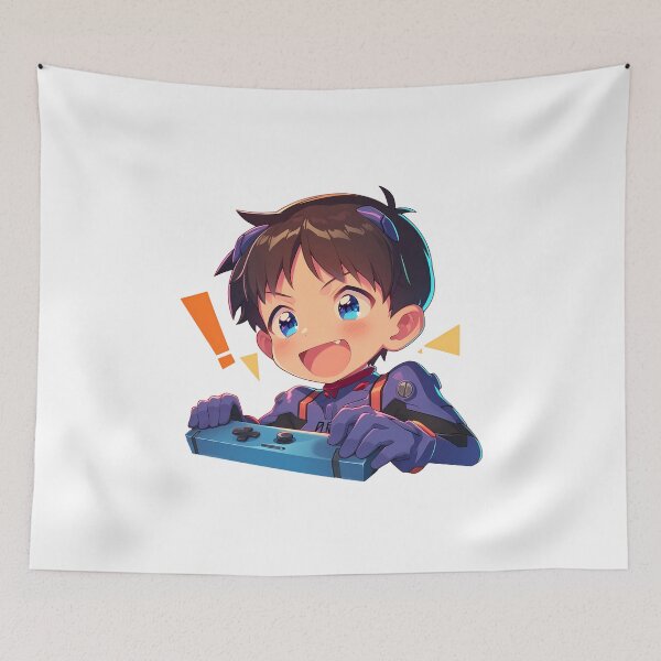 Item preview, Neon Genesis Shinji Ikari Evangelion Anime Excited Gamer Chibi Adventure designed and sold by juniorcastros.