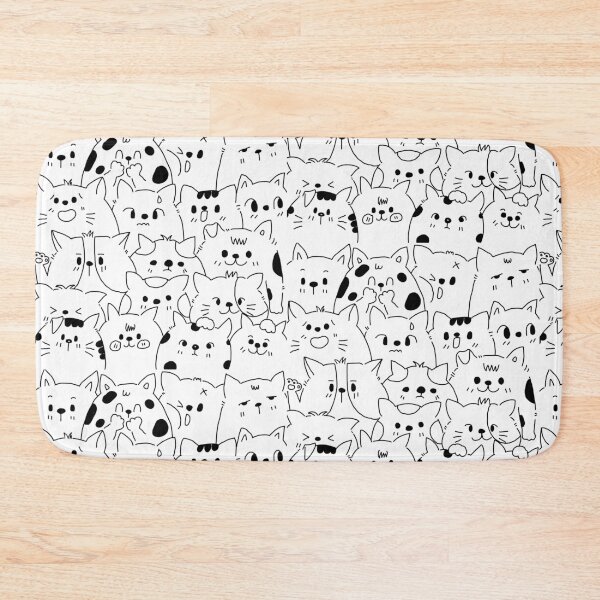 Item preview, Expressive Cat Crowd – Black Line Art Pattern designed and sold by OuOi.