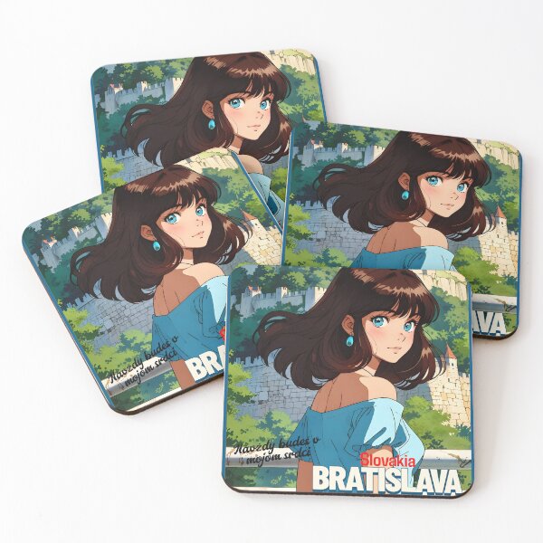 Item preview, Retro Anime Girl from Bratislava Slovakia Vintage Travel Romantic Quote designed and sold by Kawaii-Sky.