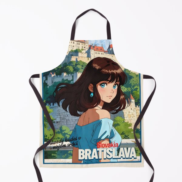 Item preview, Retro Anime Girl from Bratislava Slovakia Vintage Travel Romantic Quote designed and sold by Kawaii-Sky.