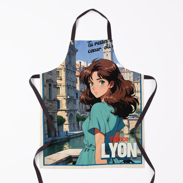 Item preview, Lyon France Retro Anime Girl Europe Vintage Travel Romantic Quote designed and sold by Kawaii-Sky.