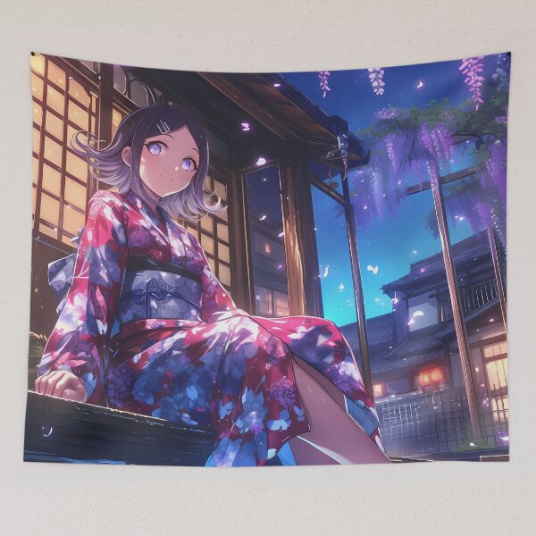 Item preview, Anime Maki Harukawa Danganronpa Game Yukata Wisteria Moonlight Glow designed and sold by earlobejerk.