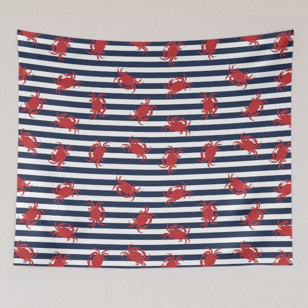 Item preview, Crabs marine stripes. Summer pattern vector seamless repeat pattern designed and sold by Retro Street Studios.