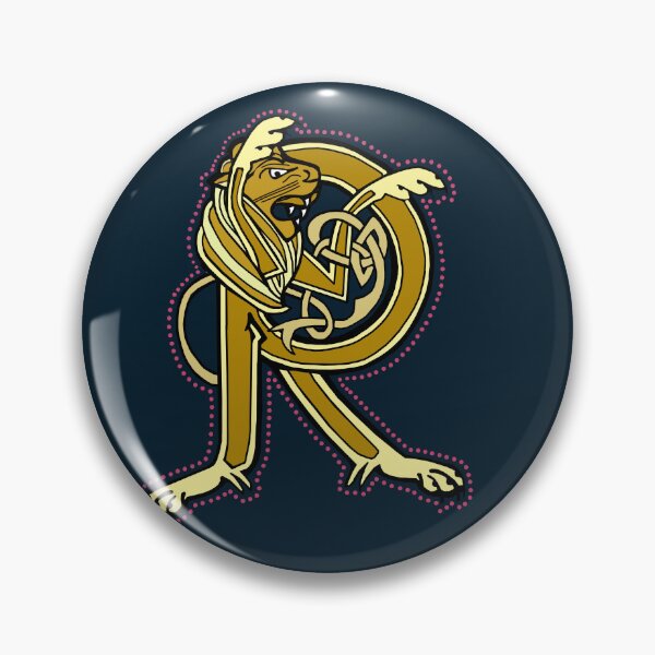 Aperçu de l'œuvre Lettre médiévale R représentant un lion rugissant créée et vendue par Donnahuntriss.