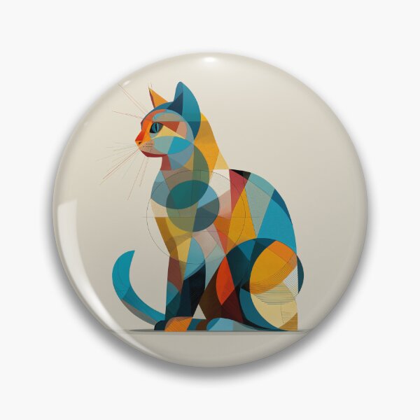 Item preview, Modern Geometric Cat Art - Abstract Colorful Feline Design for Cat Lovers designed and sold by CatCraftCo.