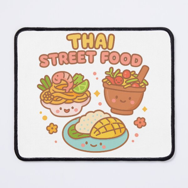 Item preview, Happy Thai Food Characters – Pad Thai, Som Tum & Mango Sticky Rice designed and sold by LemonCocoLab.