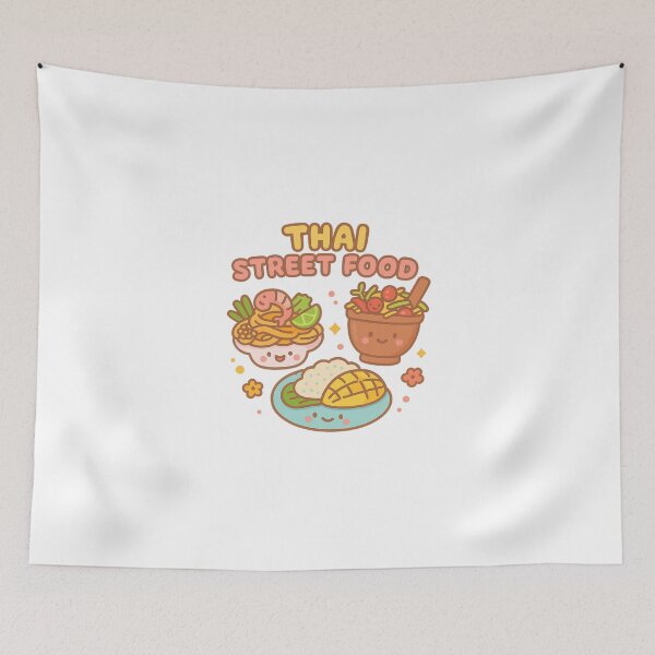 Item preview, Happy Thai Food Characters – Pad Thai, Som Tum & Mango Sticky Rice designed and sold by LemonCocoLab.