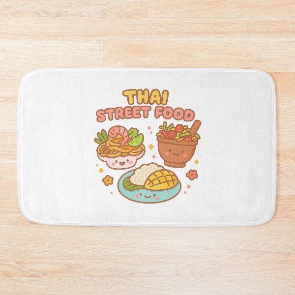 Item preview, Happy Thai Food Characters – Pad Thai, Som Tum & Mango Sticky Rice designed and sold by LemonCocoLab.